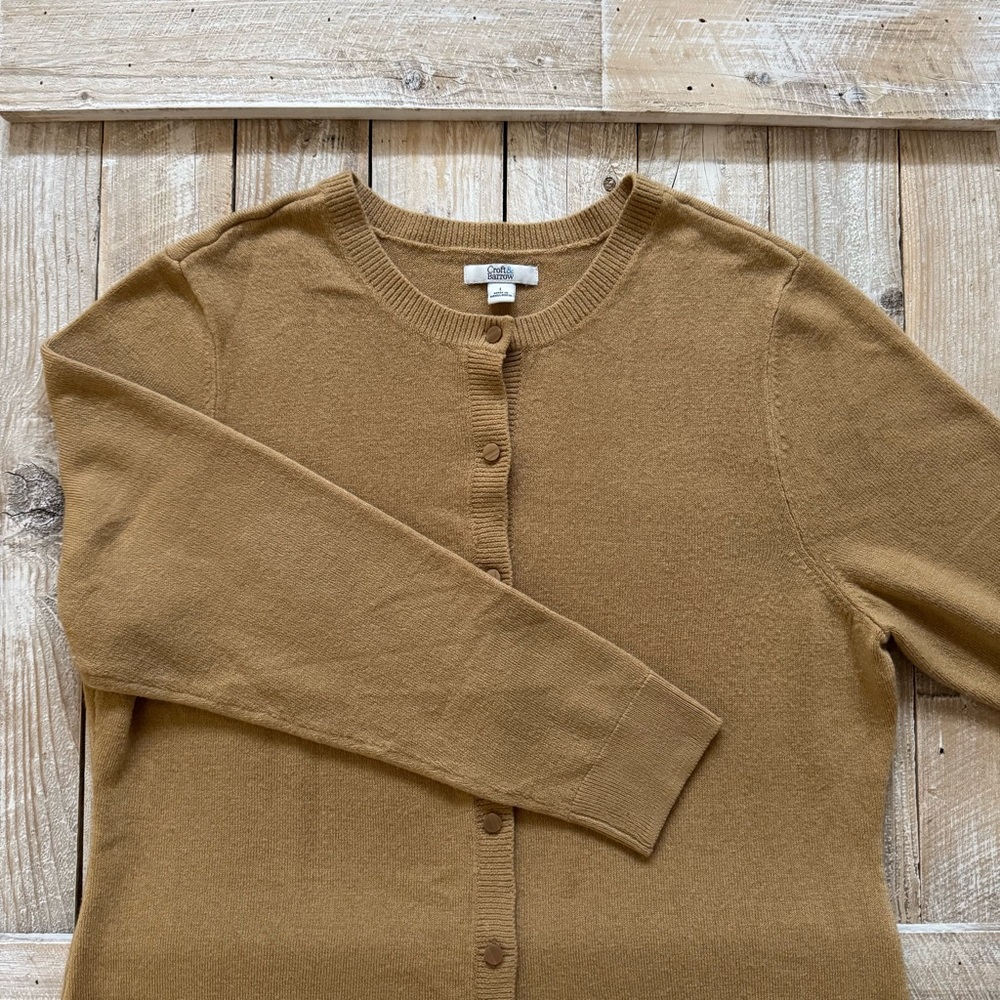 Teddy Brown Plush Full Length Buttoned Crewneck Cardigan